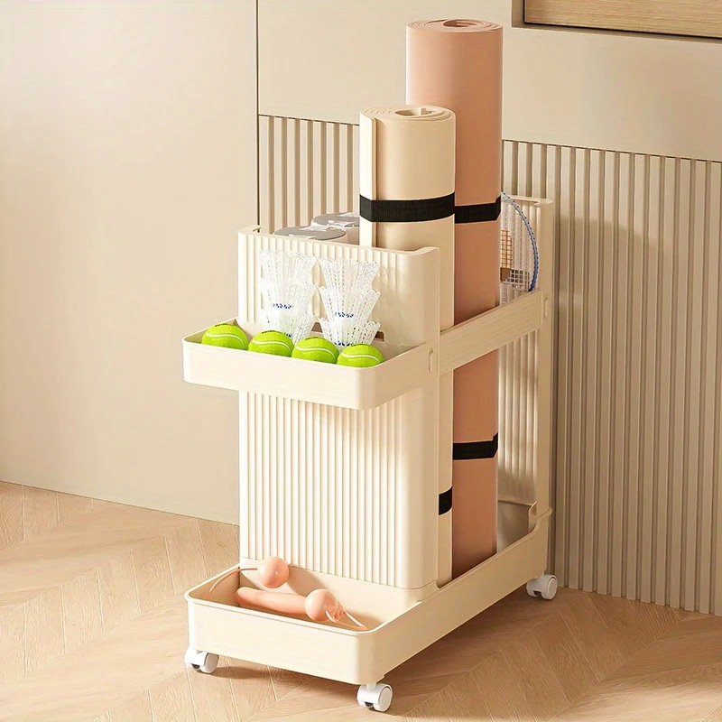 ヨガマット収納ラックホームリビングルーム寝室小型トロリーエクササイズ器具収納ラック【MPSP24070891】