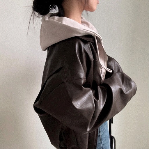 (高クオリティ/男女共用) バーネット オーバーフィット レザー ジャンパー ジャケット ブルゾン - jp