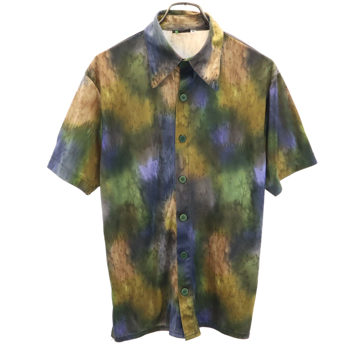 POSITANO 70s 80s ヴィンテージ 総柄 半袖 シャツ M マルチ メンズ 古着