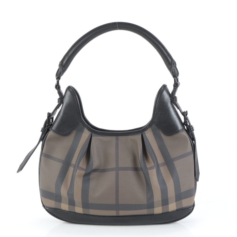 極美品 チェック ワンショルダー レザー×コーティングキャンバス ショルダーバッグ 肩掛け トート ハンド レディース RRE CQ29-9 中古