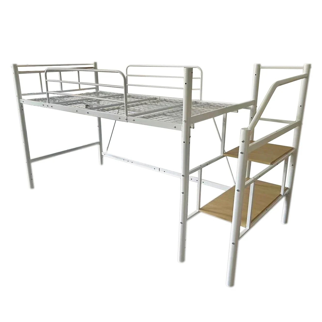 ロフトベッド パイプベッド シングル 耐荷重150kg 高さ130cm ハイベッド ロフトベッドロータイプ 棚 収納 風 大人 一人暮らし 子供部屋 スチーG メッシュ床板・Sシング