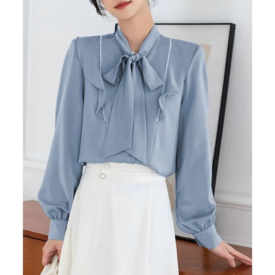 リボンタイブラウスフリルシャツレディース