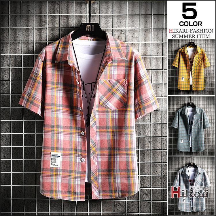 【即納】ネルシャツ メンズ 半袖シャツ カジュアルシャツ トップス チェックシャツ おしゃれ 夏物 半袖 胸ポケット 敬老の日 プレゼント