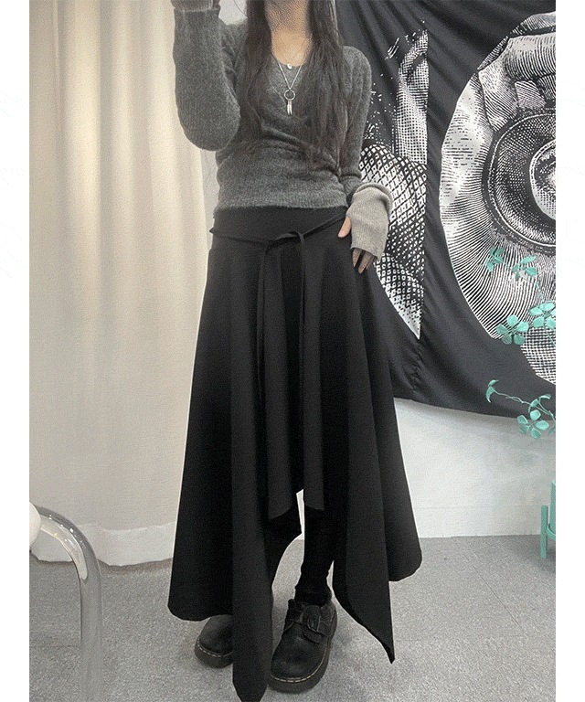 Tiff unbal cutting skirt (2color)