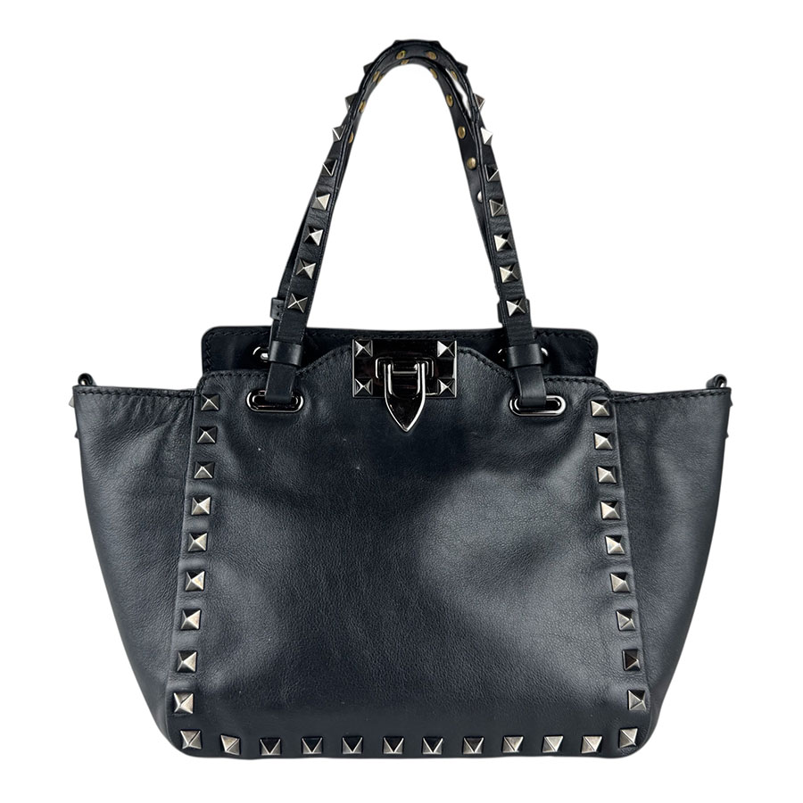 ヴァレンティノ ガラヴァーニ Valentino Garavani ハンドバッグ ショルダーバッグ ロックスタッズ レザー/メタル ブラック レディース z9077