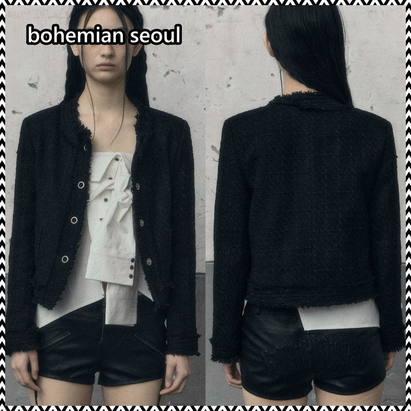 bohemian seoul ROUGH ROUND TWEED JACKE