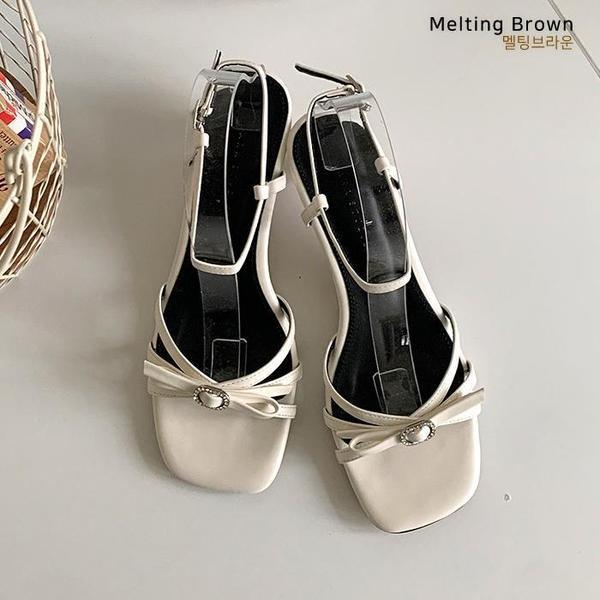 レディース夏ストラップサンダルヒールミドルヒール k72