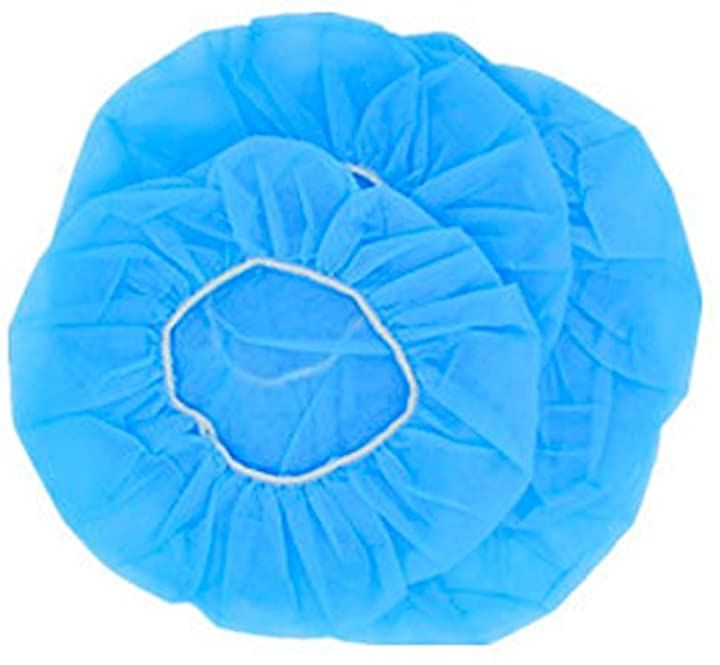 業務用 不織布 ヘアキャップ 使い捨て 衛生 食品 加工 工場 大きめ 200個，(青, 200個)