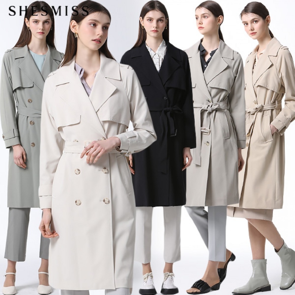 (Sshes Miss) ワイドカラーダブルボタントレンチコート