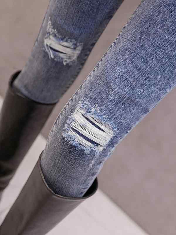 パンツ レディース 秋 冬 リップド スキニー ジーンズ 裏起毛 ハイウエスト スリミング スリムフィット ペンシル ブーツ