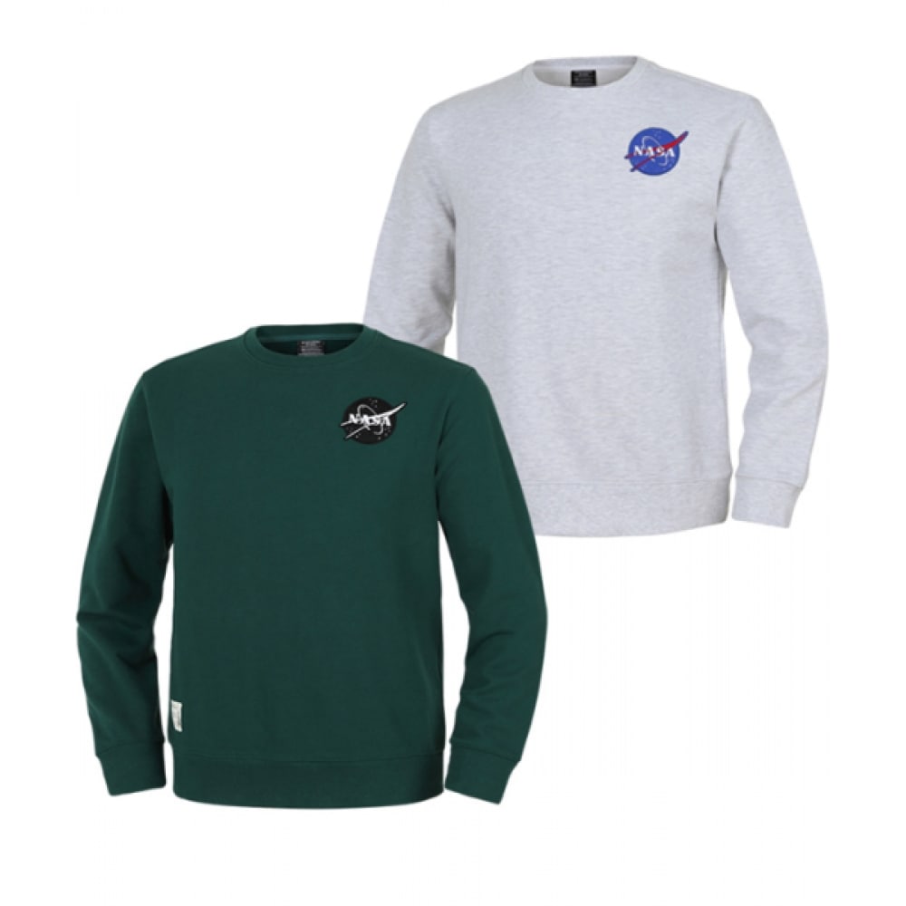NASA ユニセックスコットンセミオーバーフィットスウェットシャツ長袖Tシャツ 2枚セット