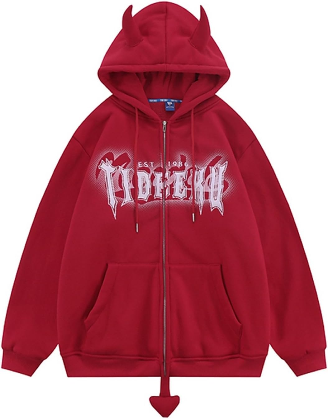 パーカー フード 角付き メンズ トレーナー 前開き レディース かわいい スウェット 悪魔の角 ジッパー付 ボア付き 秋 春 上着 長袖 デザイン おもしろ 着心地 カジュアル 男女兼用 ストリート