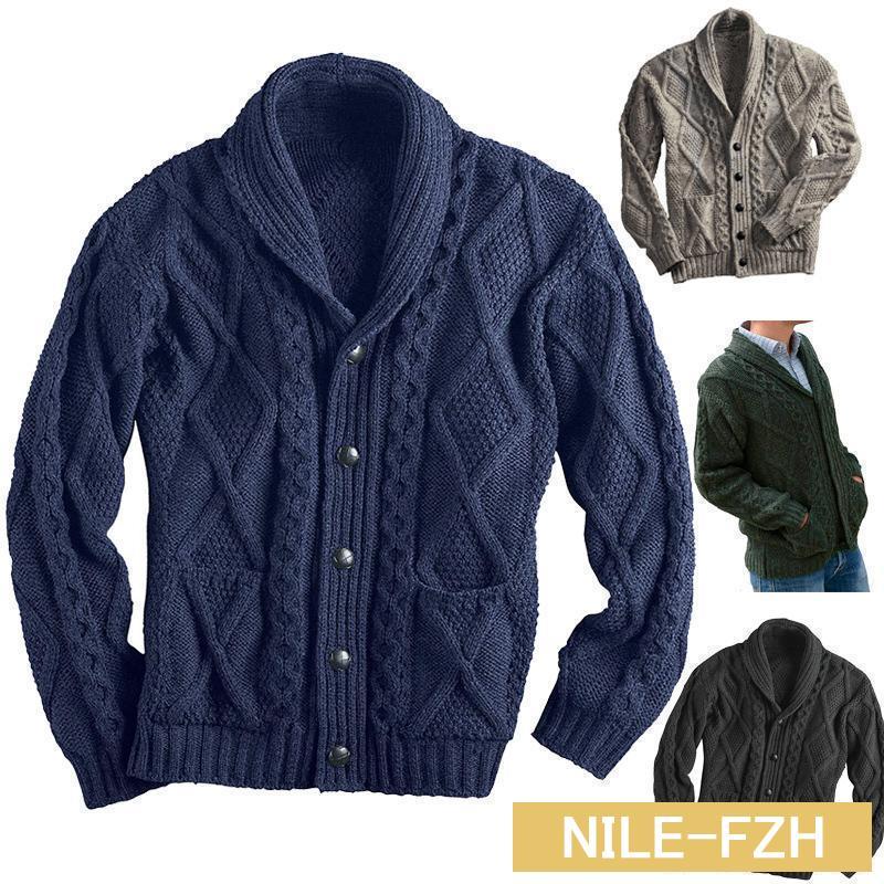 カーディガン メンズ ケーブル編み ニット 長袖 ショールカラー セーター ブルゾン ユニセックス 秋服 冬服 トップス 5,418円