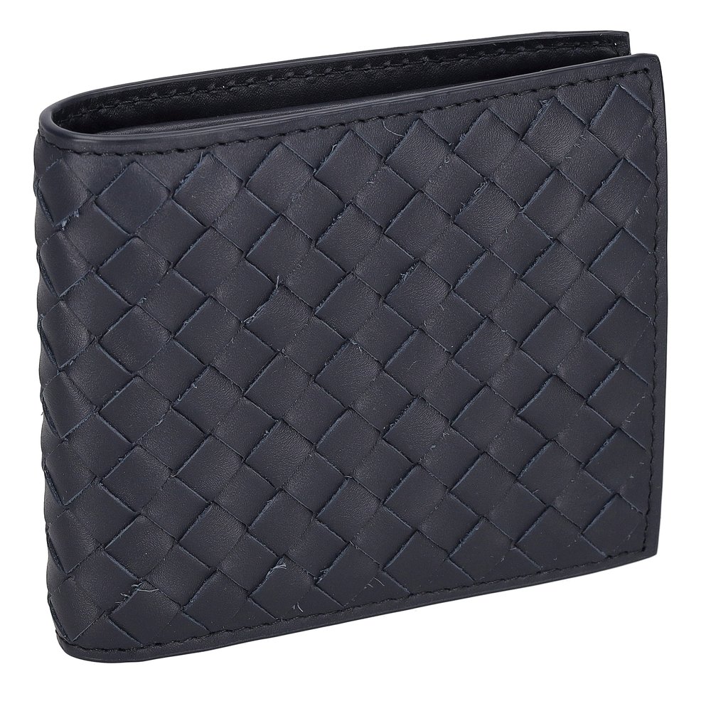 BOTTEGA VENETA 193642-V47W1-8838 INTRECCIATO ボッテガヴェネタ イントレチャート 二折財布小銭入付 カーフレザー スペースネイビー/シルバー 44,220円
