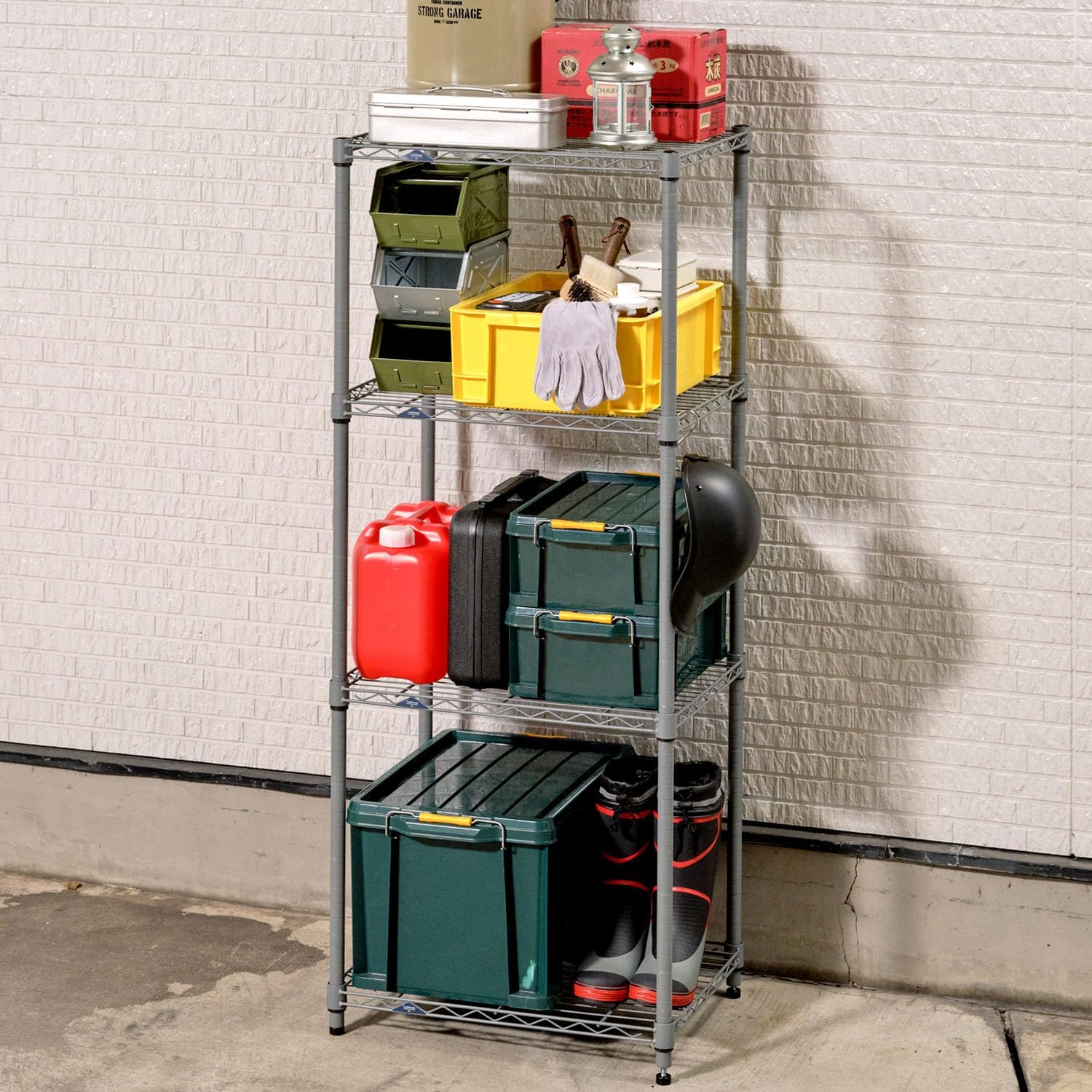 ドウシシャ サビにくい 屋外用ラック 幅60 ルミナス エクステリアラック グレー 4段 EX25-604GY 幅61×奥行46×高さ151cm ポール径25 ガーデニングラック ベランダラック 棚