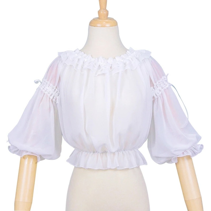 110【新作登場 最安値】ロリータ 　 シャツ　レディース　トップス　コスプレ ブラウス　メイド服 コスチューム 文化祭 学園祭 衣装 仮装 ハロウィン おすすめ 可愛い 半袖