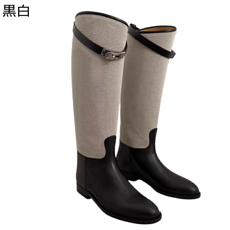 ロングブーツ 膝下丈 本革 レザー レディース 騎士ブーツ メタリック ジョッキーブーツ 切り替え 秋冬 ローヒール 歩きやすい 太ヒール ファッション カジュアル オシャレ お洒落 長ブーツ
