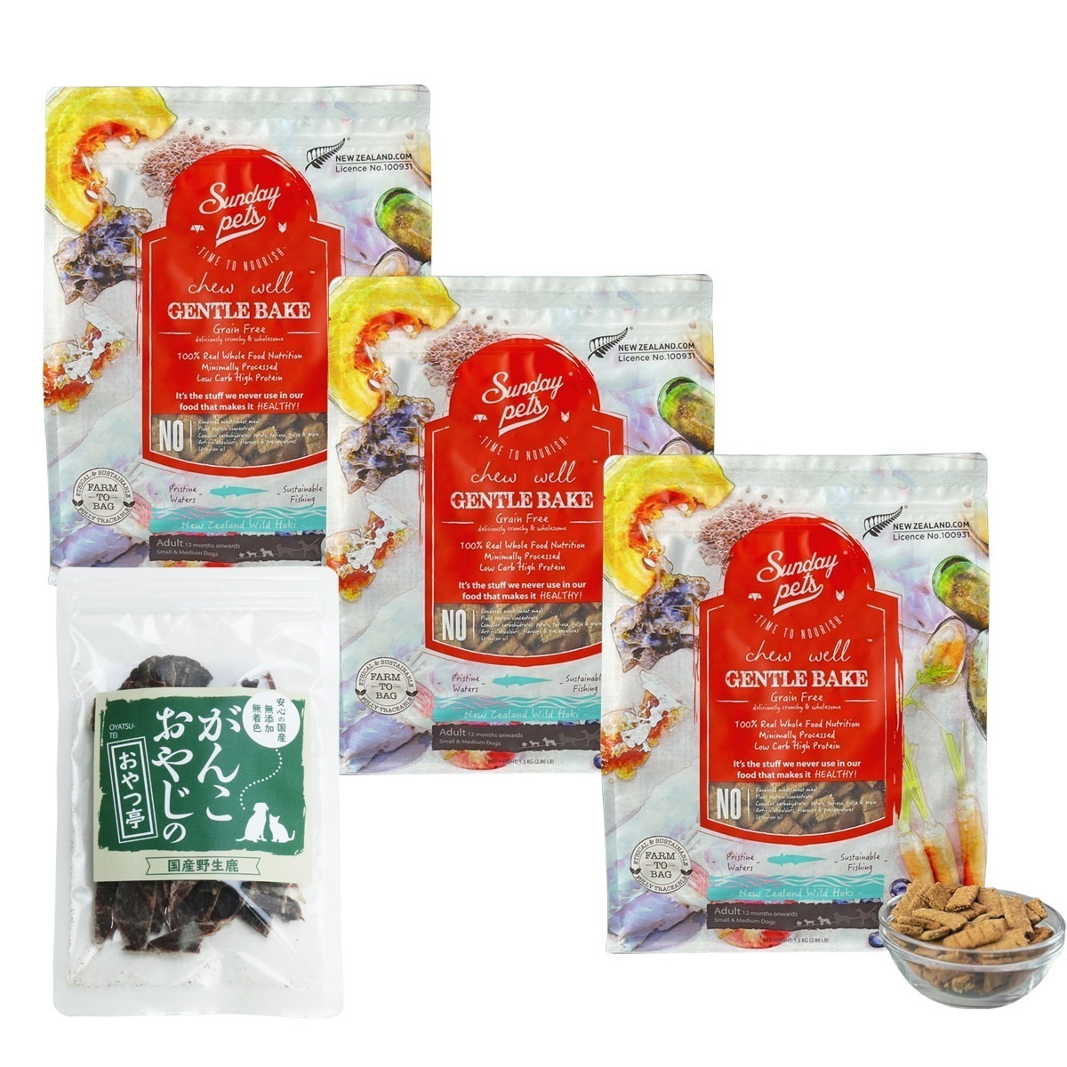 ドッグフード ジェントルベイク グレインフリー ワイルドホキ 1.3kg 3袋 【国産鹿肉ジャーキー(お試しサイズ)付き】 8,131円