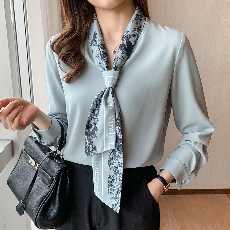今っぽシアーシャツシアーシャツ Tシャツ 長袖ブラウス/ブラウス シアーシャツ春春冬春新作リボン気質シャツ レディース通勤長袖レディースファッションShirtトップスブラウス
