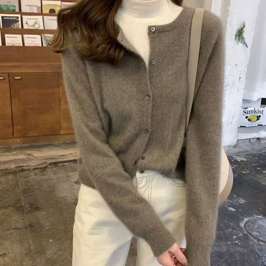 トップス デート カットソー ニットソー セーター 袖あり 長袖 春 秋 冬 10代 20代 30代 個性的 ブラウン グレー ブラック S M L XL 2XL 3XL レトロ こなれ感