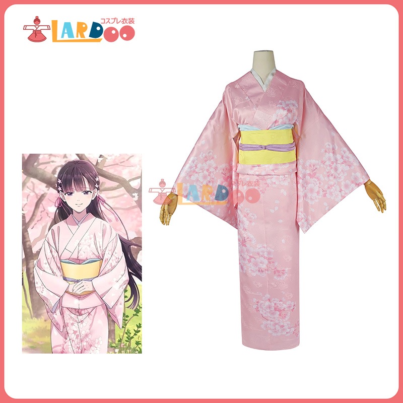 【工場直販 品質保証】 わたしの幸せな結婚 斎森 美世-さいもり みよ 桜色青色着物 髪飾り付き コスチューム コスプレ衣装 cosplay