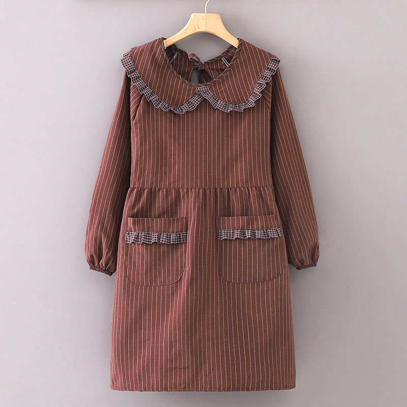 女性用エプロンコットンスモックファッショナブル長袖家庭用キッチン通気性の良い調理作業服大人と男性用