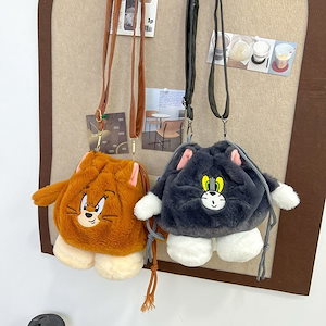 漫画トムとジェリー巾着かわいいぬいぐるみクロスボディバッグ面白いカップル親友ショルダーバッグ