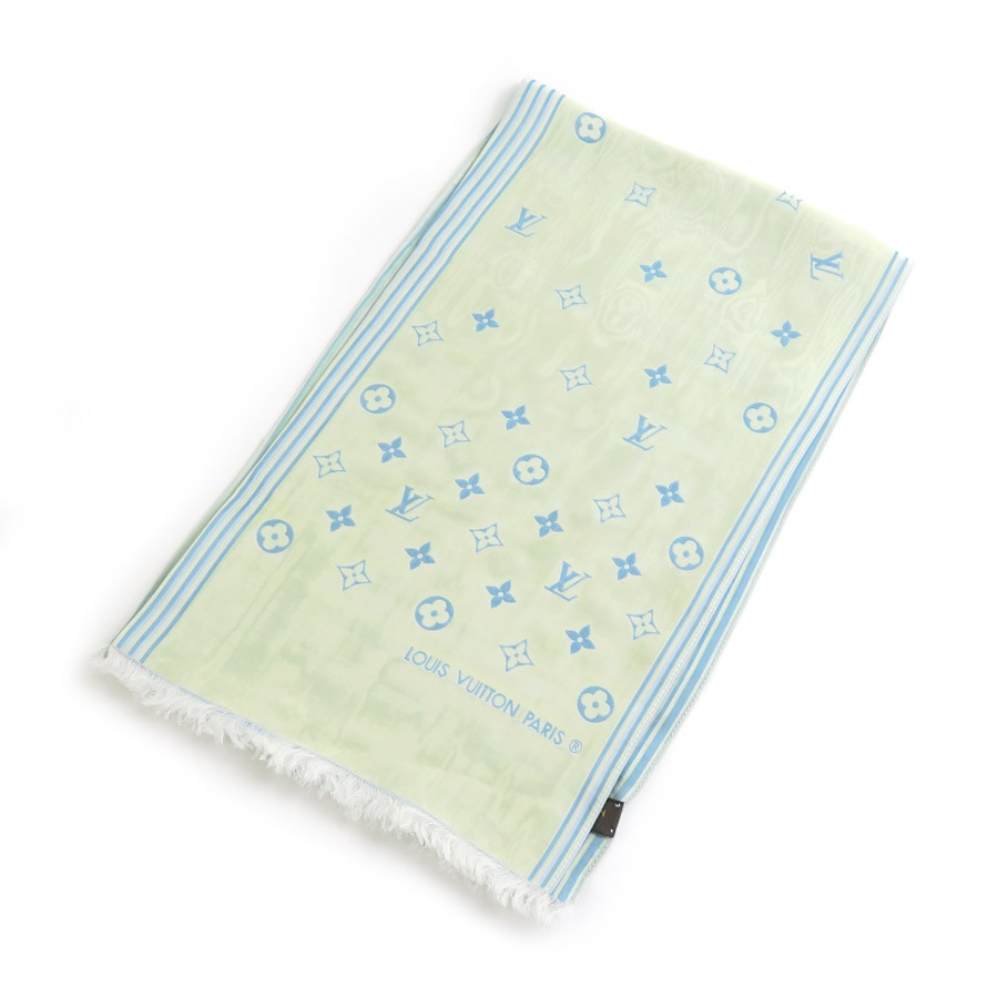 ルイ ヴィトン LOUIS VUITTON スカーフ モノグラム シルク ブルー/イエロー レディース e60284i
