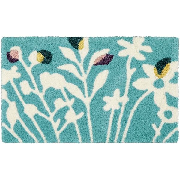 玄関マット 約幅45×長さ75cm クッカマット ブルー 日本製 手洗い可 防ダニ ホットカーペット可 デザインライフ スミノエ 5,057円