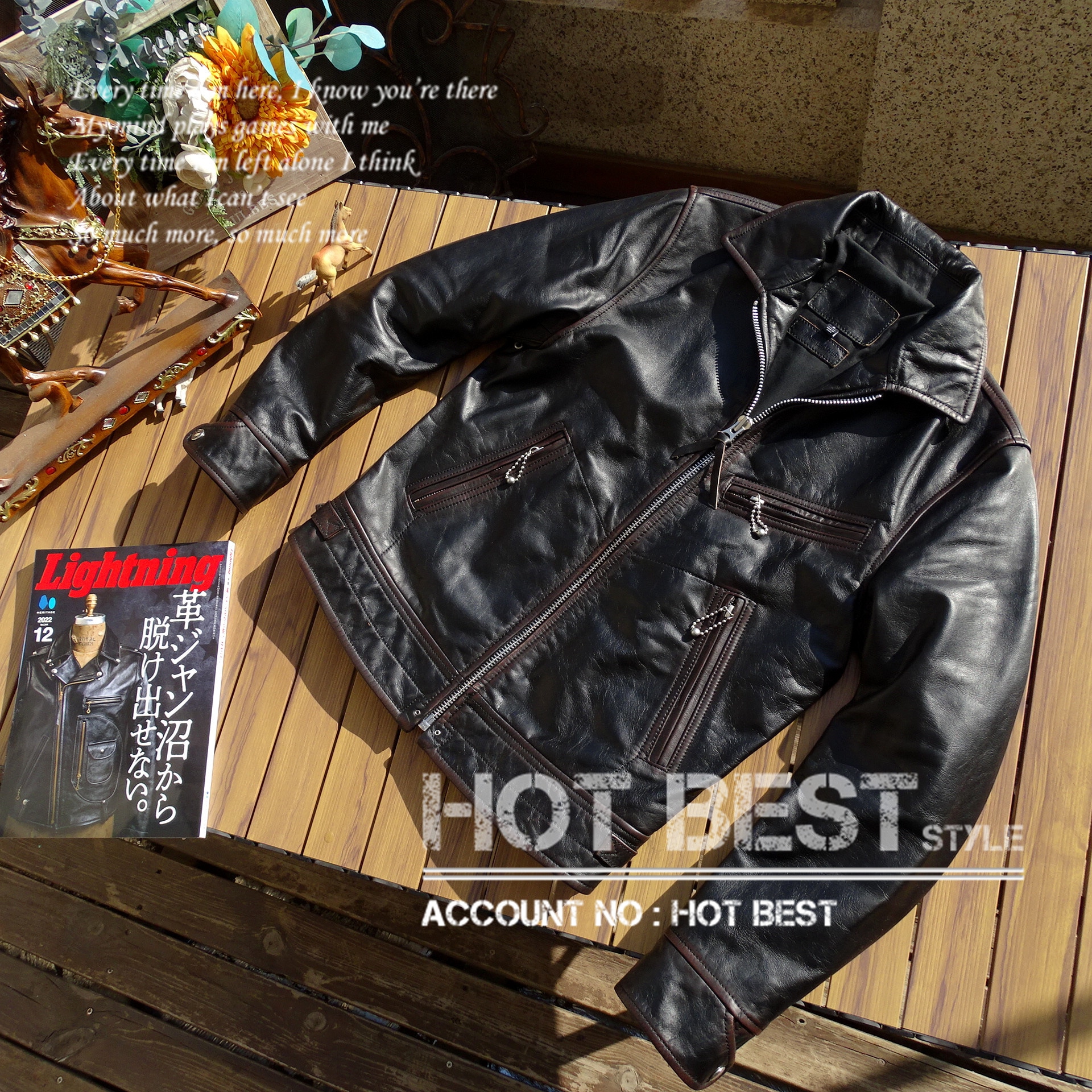 1.1mm 茶芯ホースハイド 30sスタイル シングルライダース ギフト メンズ 革ジャン レザージャケット トスカーナ植物鞣し革 馬革