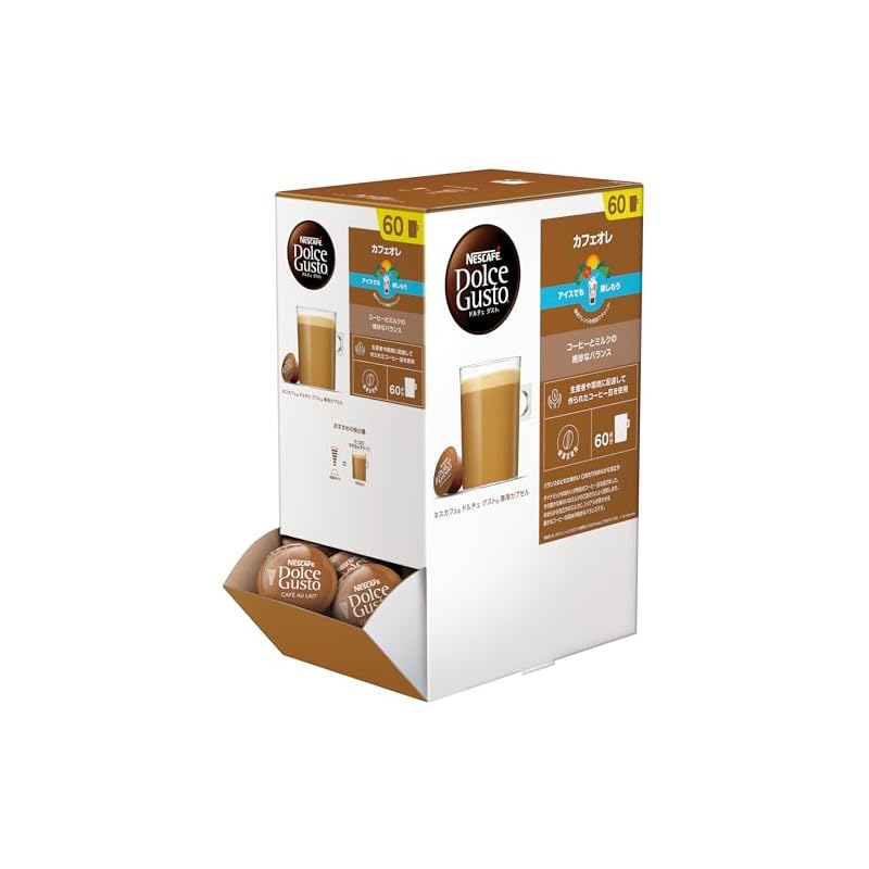 即納：ネスカフェ ドルチェ グスト 専用カプセル カフェオレ 60P,箱,マグサイズ,ポッド