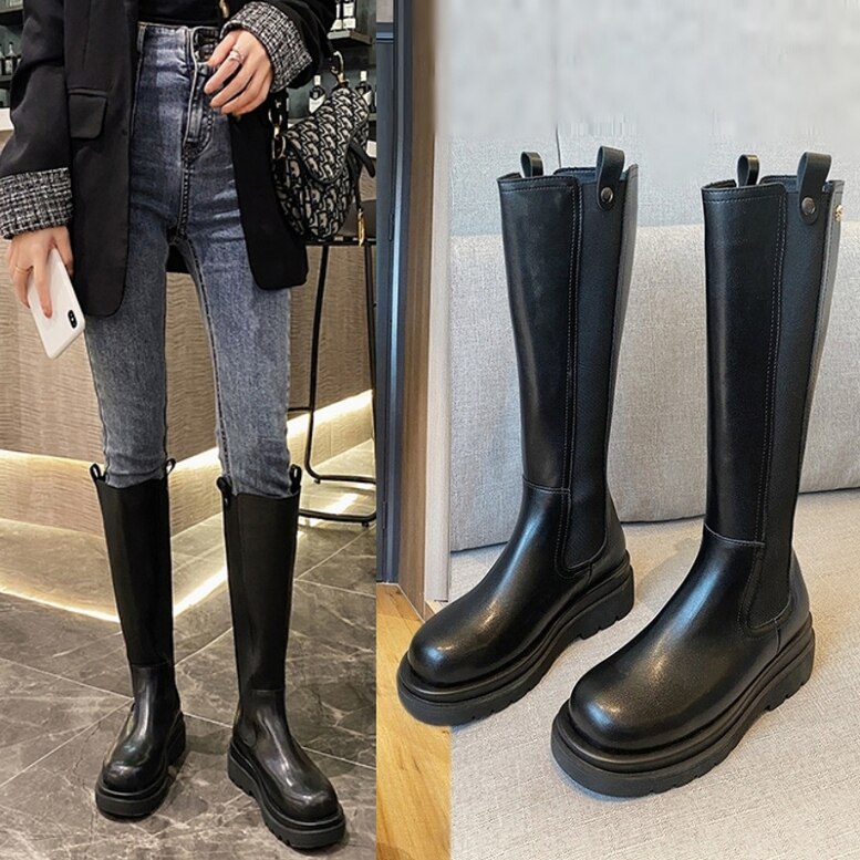 レディース ストレッチロングブーツ フラットロングブーツ ブーツ レディースブーツ 厚底 フラット