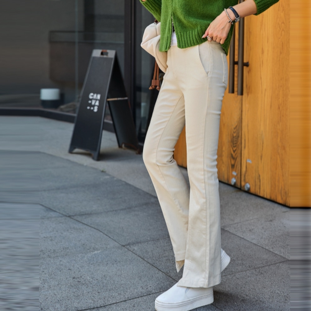 (NAK21) (S~3XL) ヘムノーカットブーツカットバンディングパンツ DM43-P-36