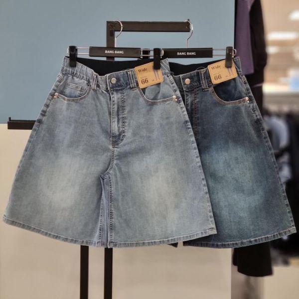 HC21 女性インバンド クール 5部 ワイド スパン デニム ショートパンツ NQM307_P423982937