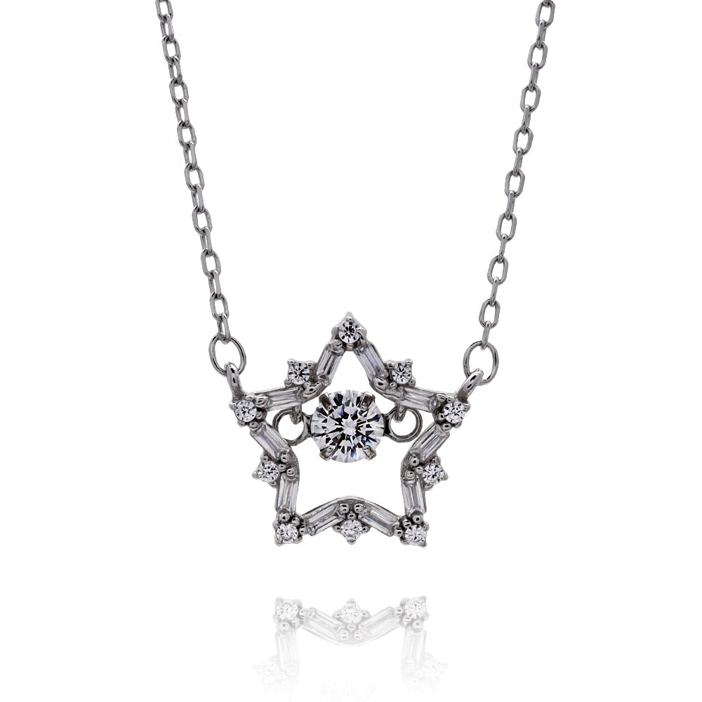 S925 ダンシングスター ネックレス 銀 [fhns050-silver]