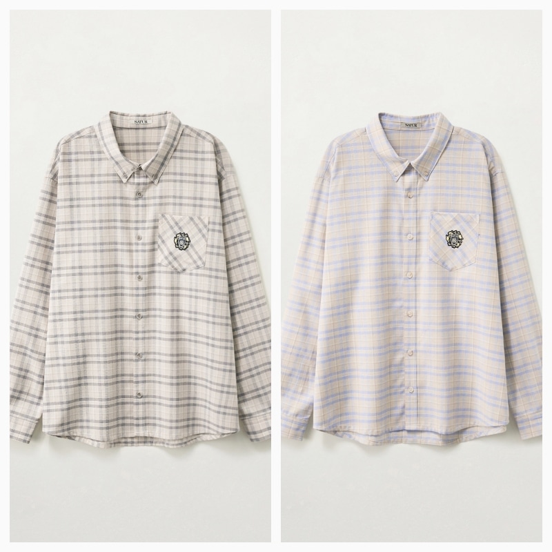 【SATUR】26SS CREST LOGO CHECK SHIRT : 2COLORS