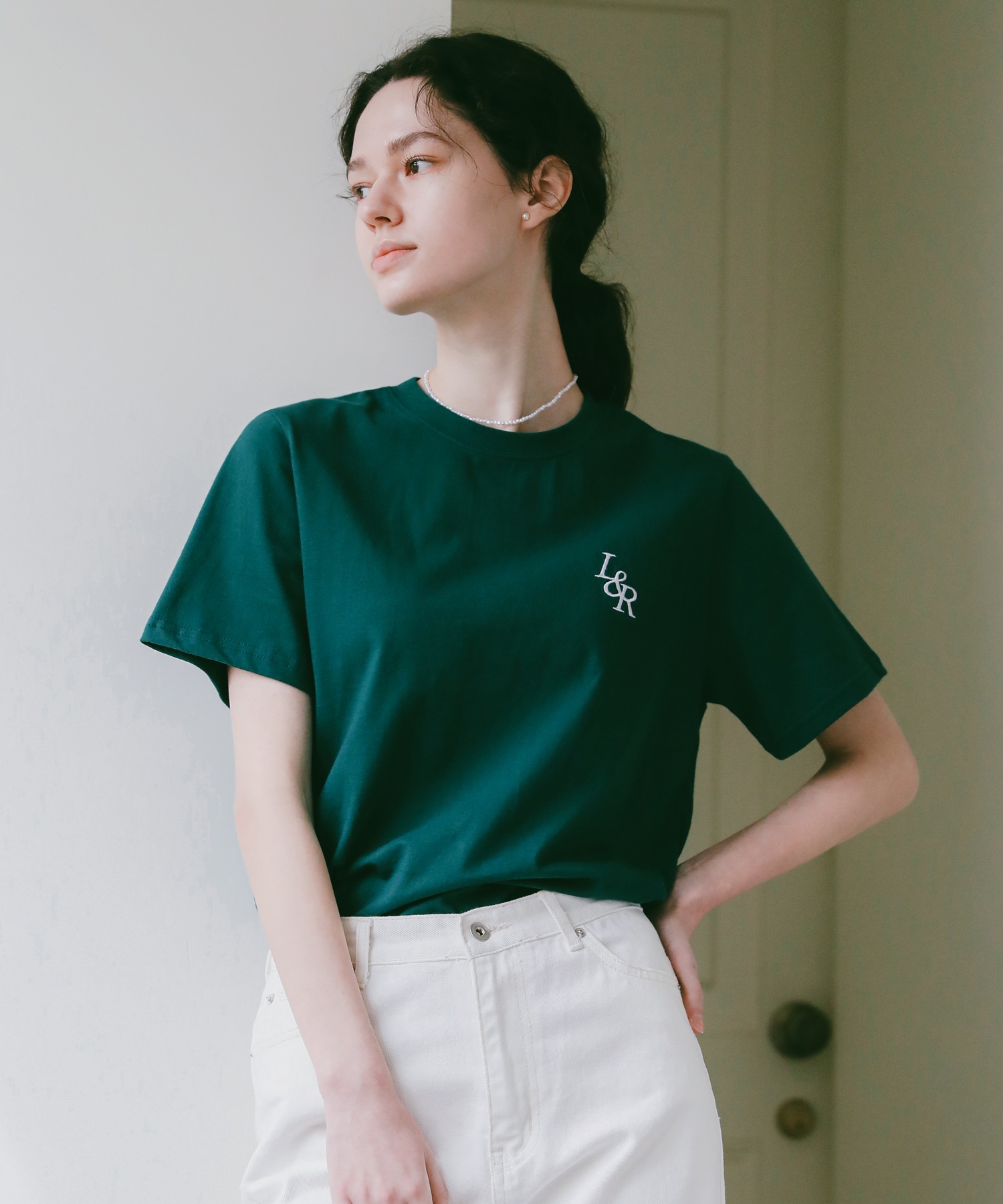 LOSSYROW シグネチャーロゴハーフスリーブ T シャツディープグリーン