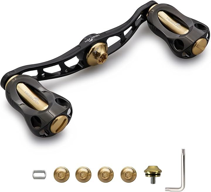 リール ハンドル 22mm ノブ搭載 シマノ SHIMANO ダイワ DAIWA アブ Abu 通用 ベイトリール Fan Series 866(ブラック＆ゴールド, 90mm)