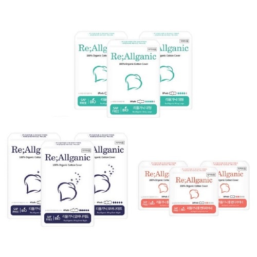 ナチュラルコットンリオールガニック大型8P 3パック+オーバーナイト4P 3パック+ロングパンティーライナー20P 3パックオーガニック純正カバー生理用ナプキン快適な送り