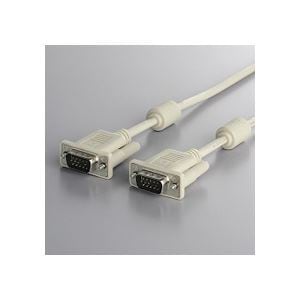 （まとめ） バッファロー ディスプレイケーブル 極細 フェライトコア付 D-Sub15pinオス アイボリー 10m BSDCV100 1本 2セット