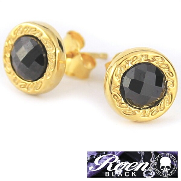 Roen BLACK ロエン ブラック キュービックジルコニア スタッド ピアス RO-104