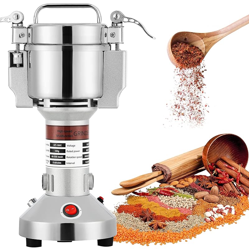NEWTRY 150g粉砕機 業務用 微粉砕機 穀物製粉機 製粉器 高速 穀物粉砕機 プロ 家庭用 妻と母親に最高のプレゼント 100Ｖ