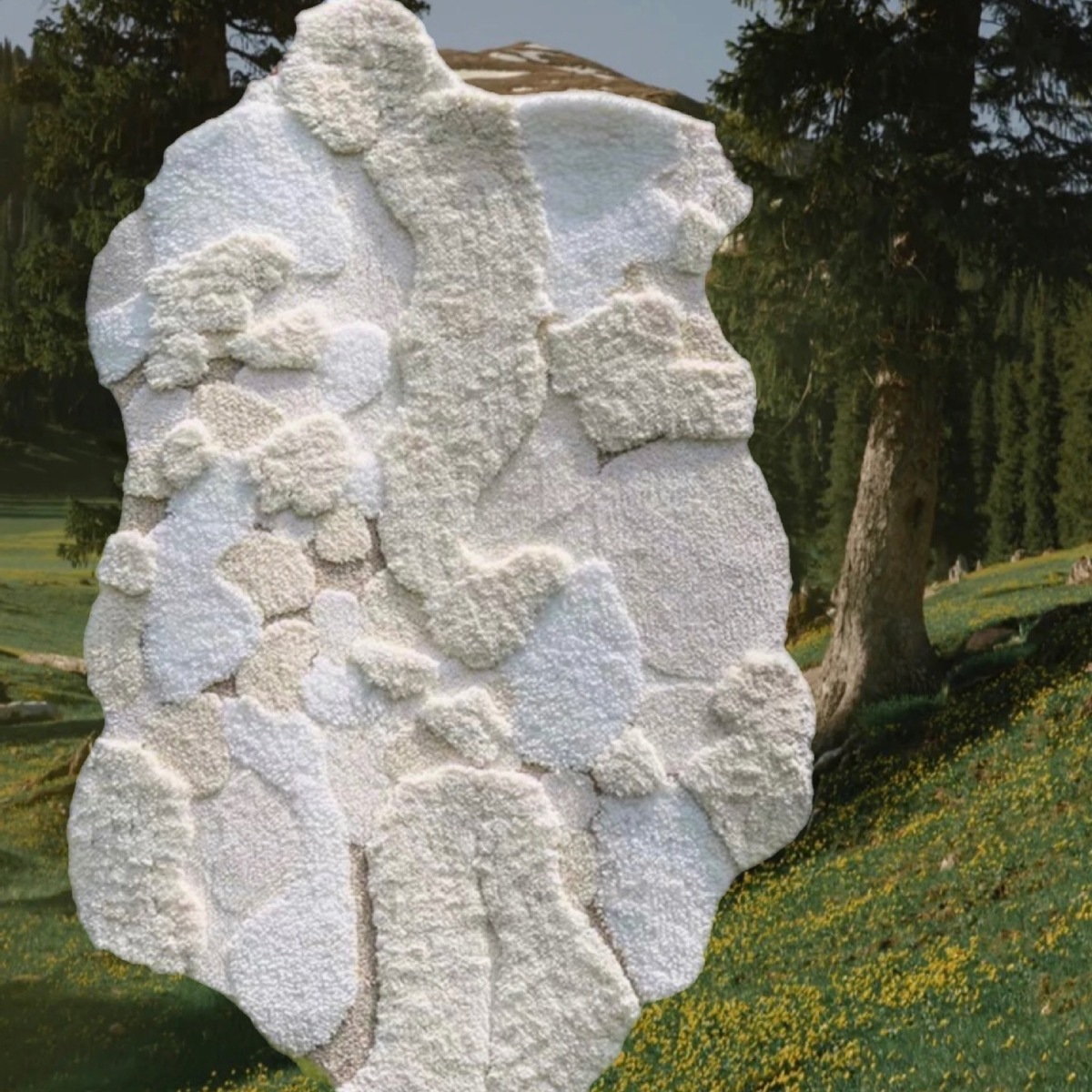 クリーム色のモスタフテッドカーペットリビングルーム用クリーム色のコーヒーテーブル用ブランケット寝室用ベッドサイド用ブランケット無地