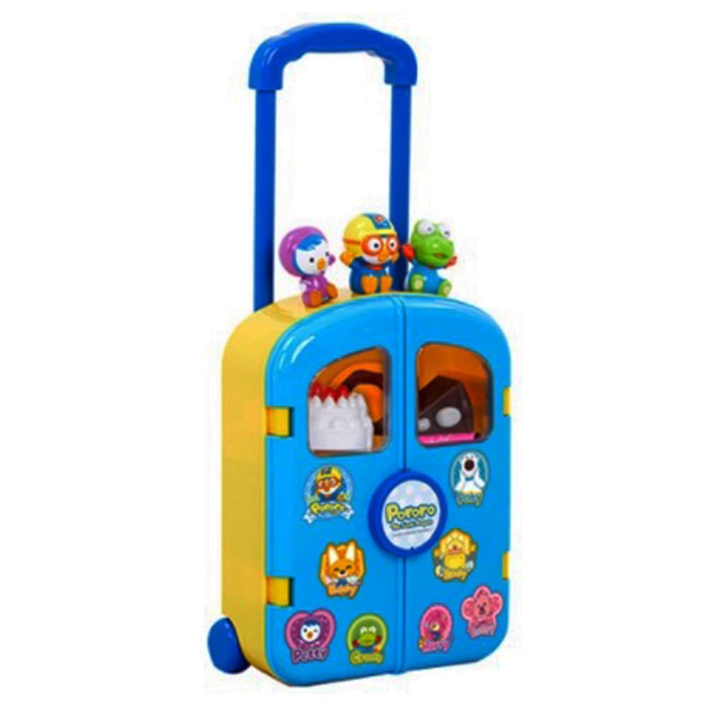 ポロロとフレンズ3体のポロロトーキング冷蔵庫キャリアピクニックセット アクセサリー9個ステッカーBLUE Pororo Talking Refrigerator Carrier Picnic Se