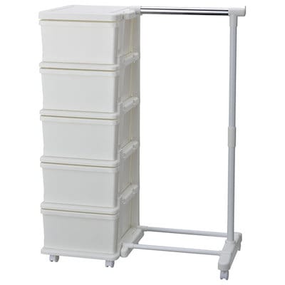 他サイト： JEJアステージ 1020624 シーズユニット 5段 ハンガー付（ホワイト/ホワイト） 1020624JEJの商品画像