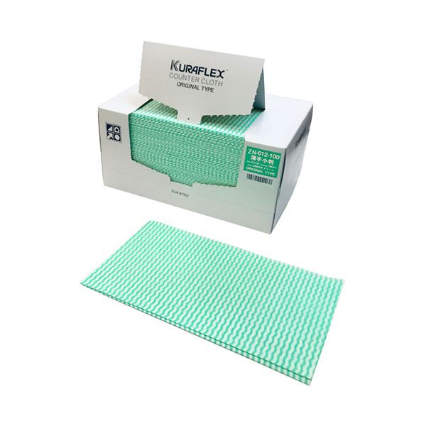 （まとめ） クラレ クラフレックス カウンタークロス薄手 小 グリーン ZN-612-100 1パック 3セット