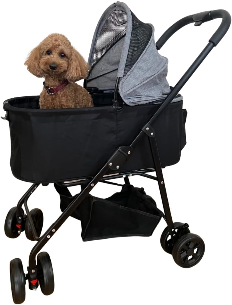 PETLIER ペットカート 分離型 日本国内メーカー ゆったりサイズ70cm 小型中型犬・猫用 多頭飼い 折りたたみ式 360度回転EVAタイヤ 高剛性フレーム 車載対応 ドリンクホルダー付 ブラッ