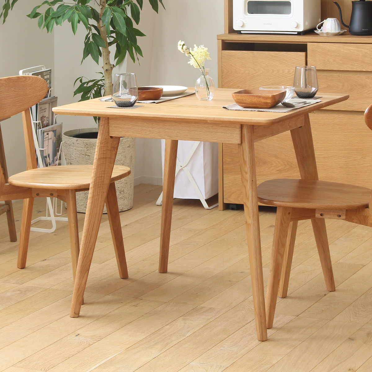 ダイニングテーブル 幅80cm 正方形 リバー 木製 天然木 オーク材 食卓テーブル 2人掛け 2人用 食卓机 食卓 ダイニング テーブル 8080cm 高さ71cm コンパクト 北欧 シンプル 27,860円