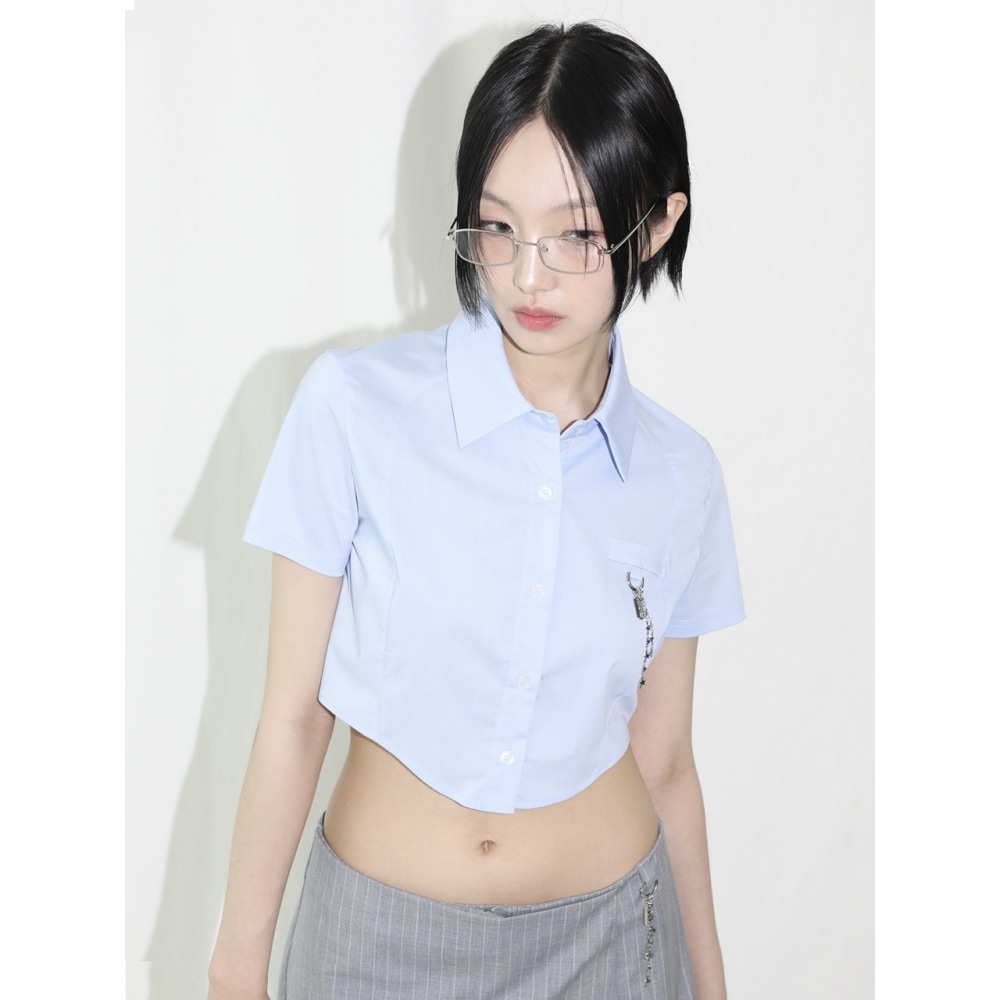 CLUT STUDIO レイザーブレードハーフシャツブルー