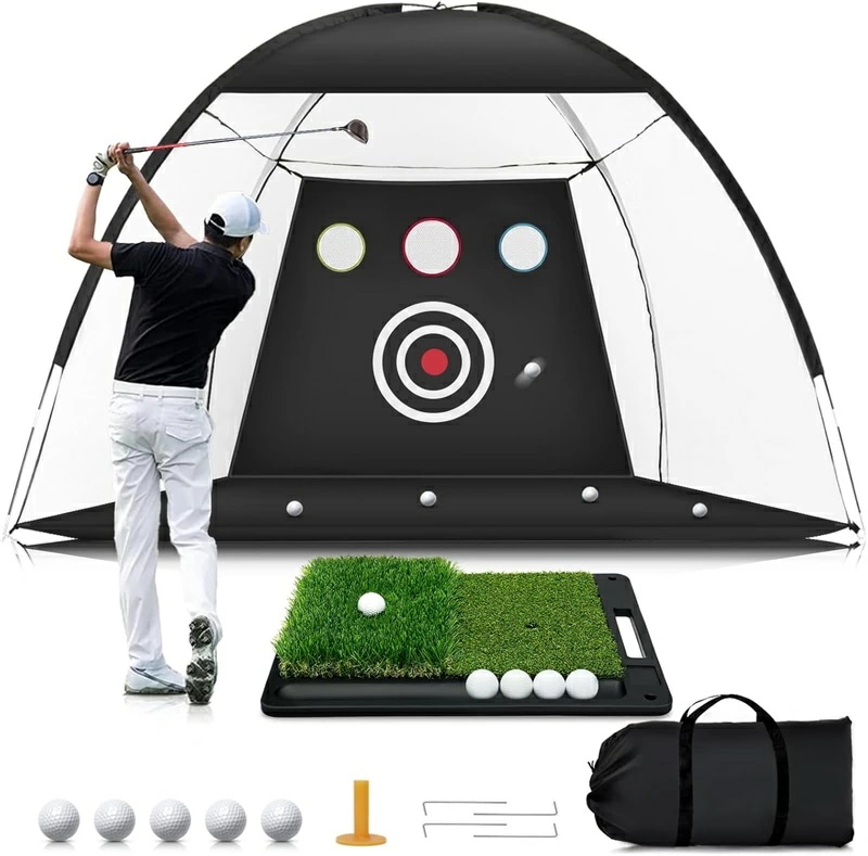 限定SALE!ゴルフネット トレーニングネット 練習用 ゴルフトレーニングネット ゴルフテント スイング練習 テント型 練習器具 多機能 室内 室外 組立式ゴルフネット 収納バッグ付き 練習網 父の日